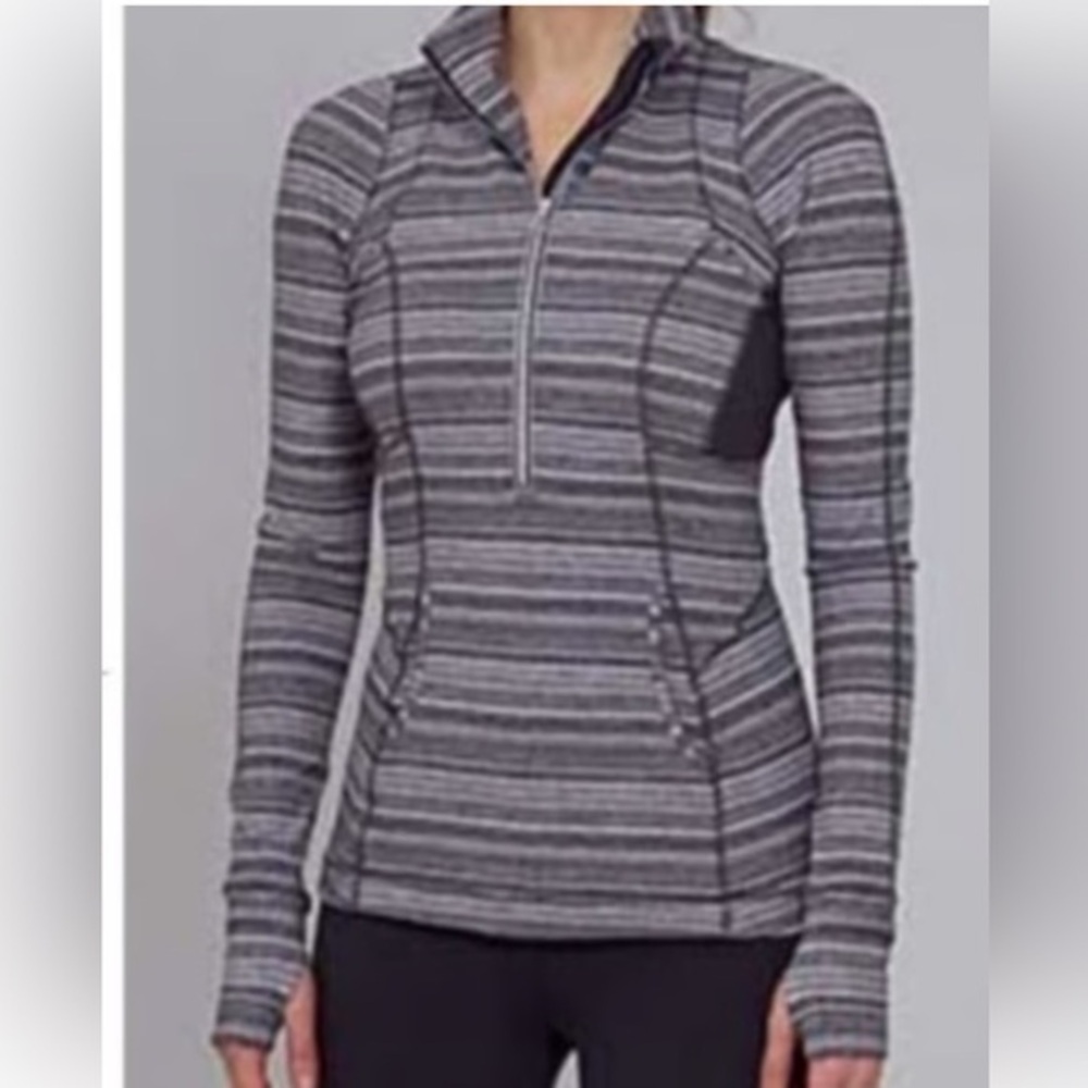 Lululemon Striped Gray half-Zip Pullover size 6
